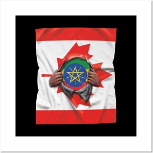 Ethiopia Flag Canadian Flag Ripped - Gift for Ethiopian From Ethiopia Posters and Art